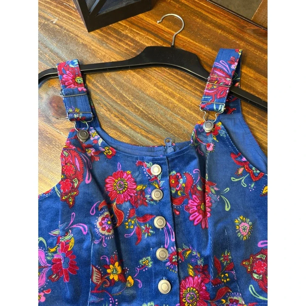 ModCloth Dress Padma Paisley Navy Corduroy‎ Pinafore Medium Jumper NWT